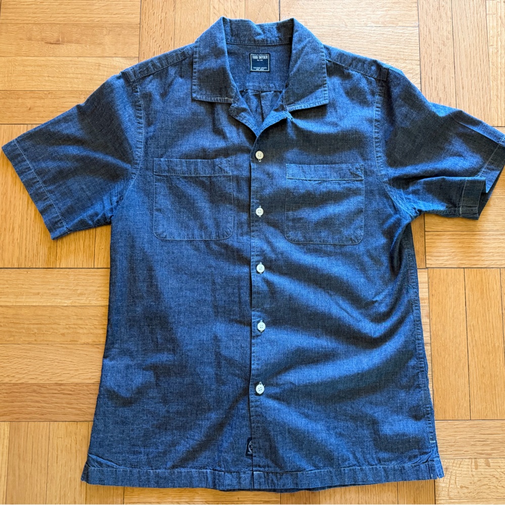 Todd Snyder Blue Short Sleeve Camp Shirt